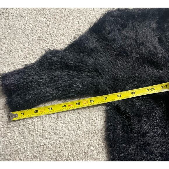 Anthropologie Knitted & Knotted Eyelash Sweater Womens Small 1/2 Sleeve Black - Picture 6 of 13